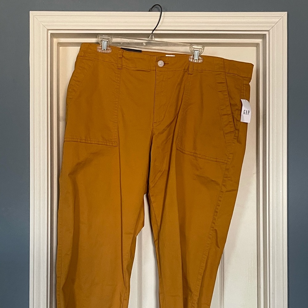 Gap mustard yellow crop pants fringe bottom NEW